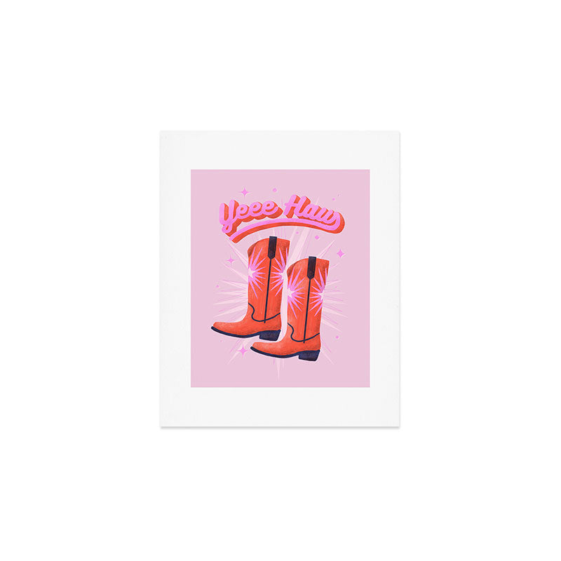 YEEE HAW Cowgirl Boots Art Print Gallery Image 1