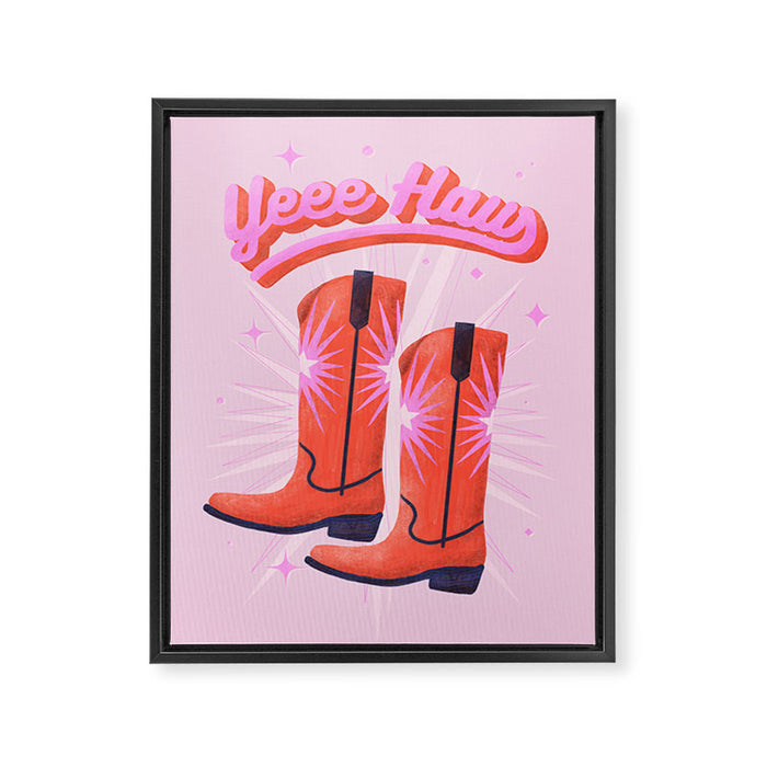 YEEE HAW Cowgirl Boots Framed Canvas Print Gallery Image 1