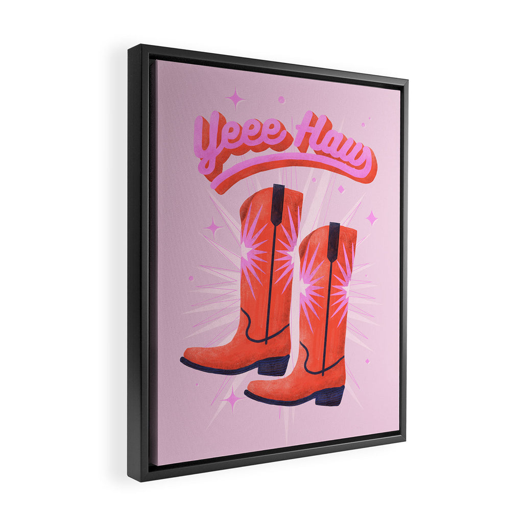 YEEE HAW Cowgirl Boots Framed Canvas Print Gallery Image 2