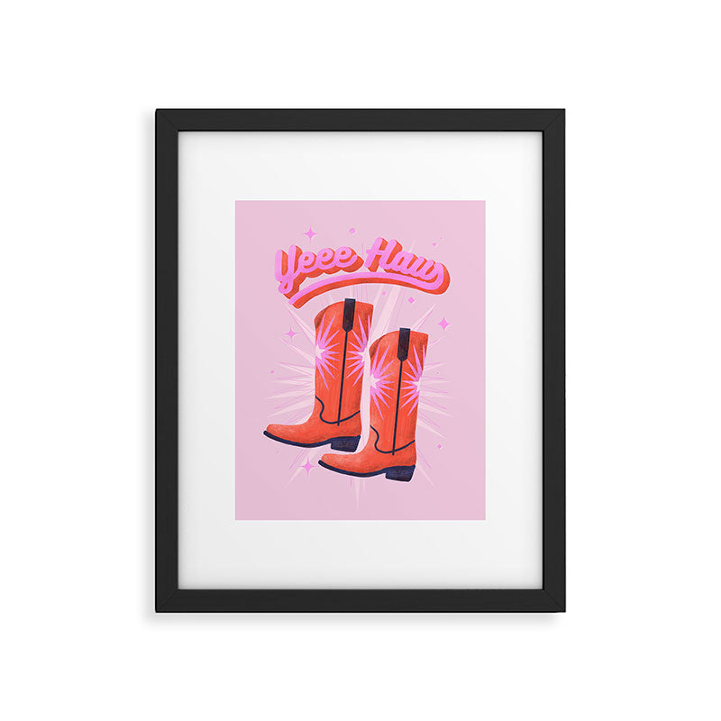 YEEE HAW Cowgirl Boots Framed Art Print Gallery Image 5