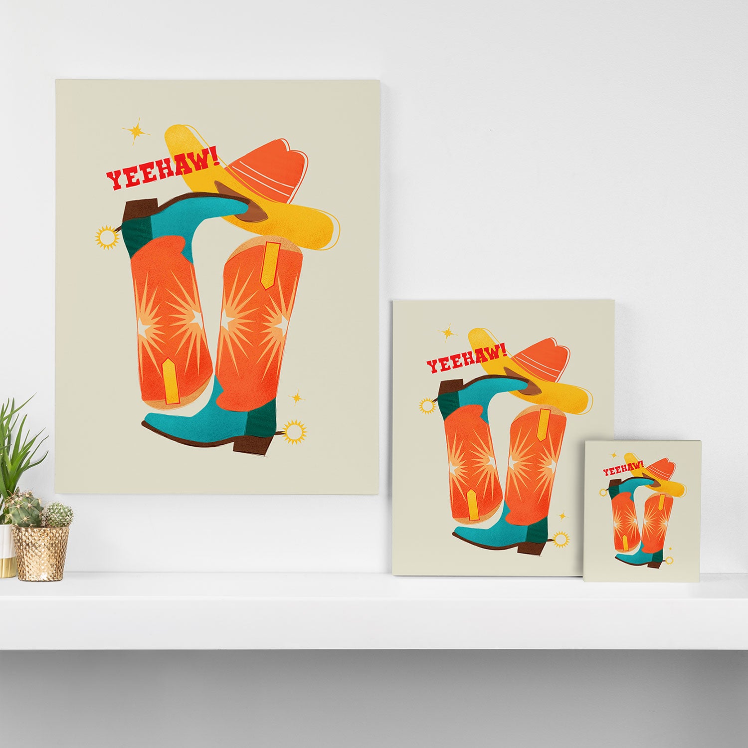 Yeehaw! Bright Cowboy Boots Canvas Print Gallery Image 3