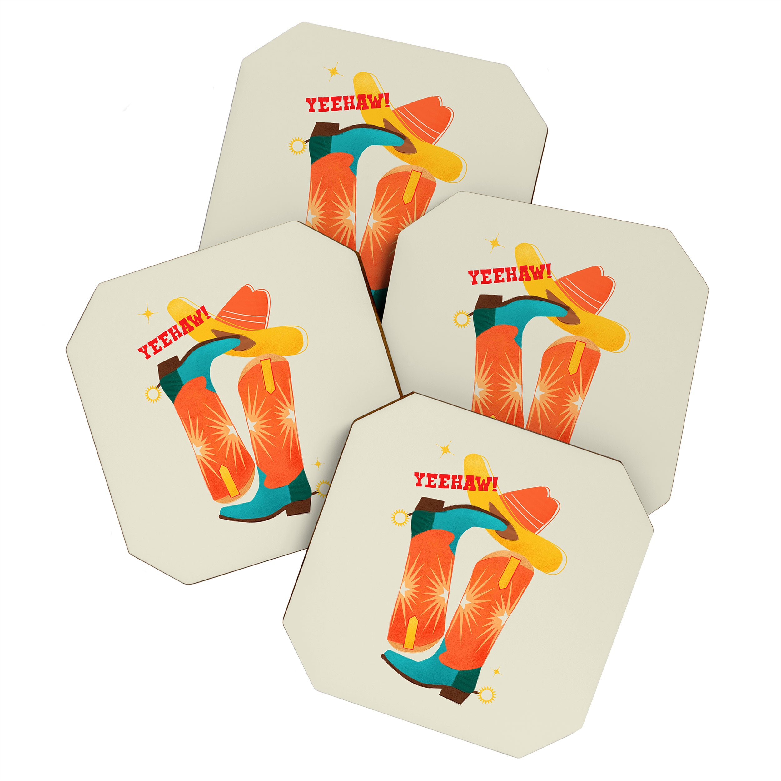 Yeehaw! Bright Cowboy Boots Coaster Gallery Image 1