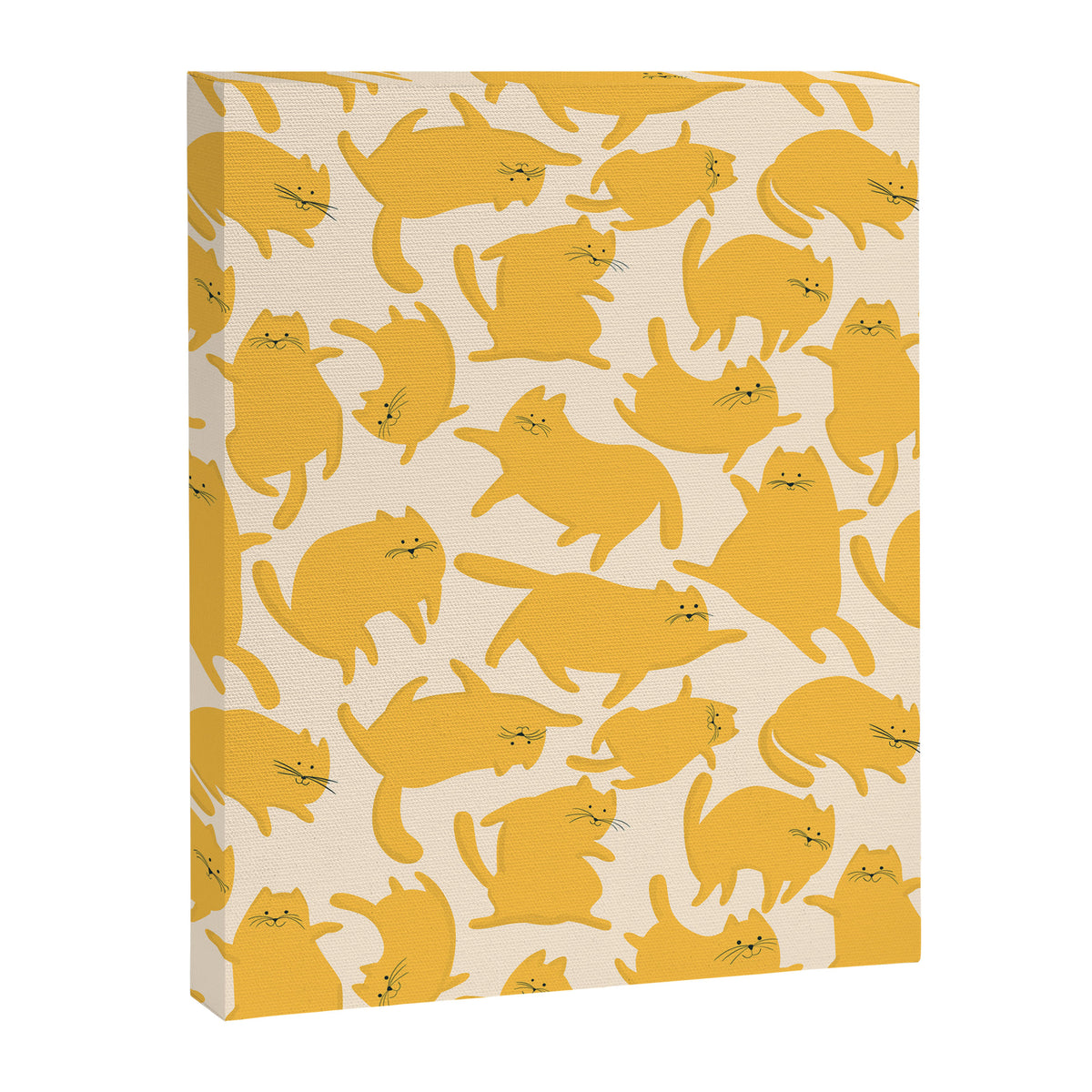 Yellow Silly Cats Pattern Canvas Print Gallery Image 8