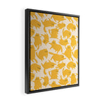 Yellow Silly Cats Pattern Framed Canvas Print Gallery Image 2