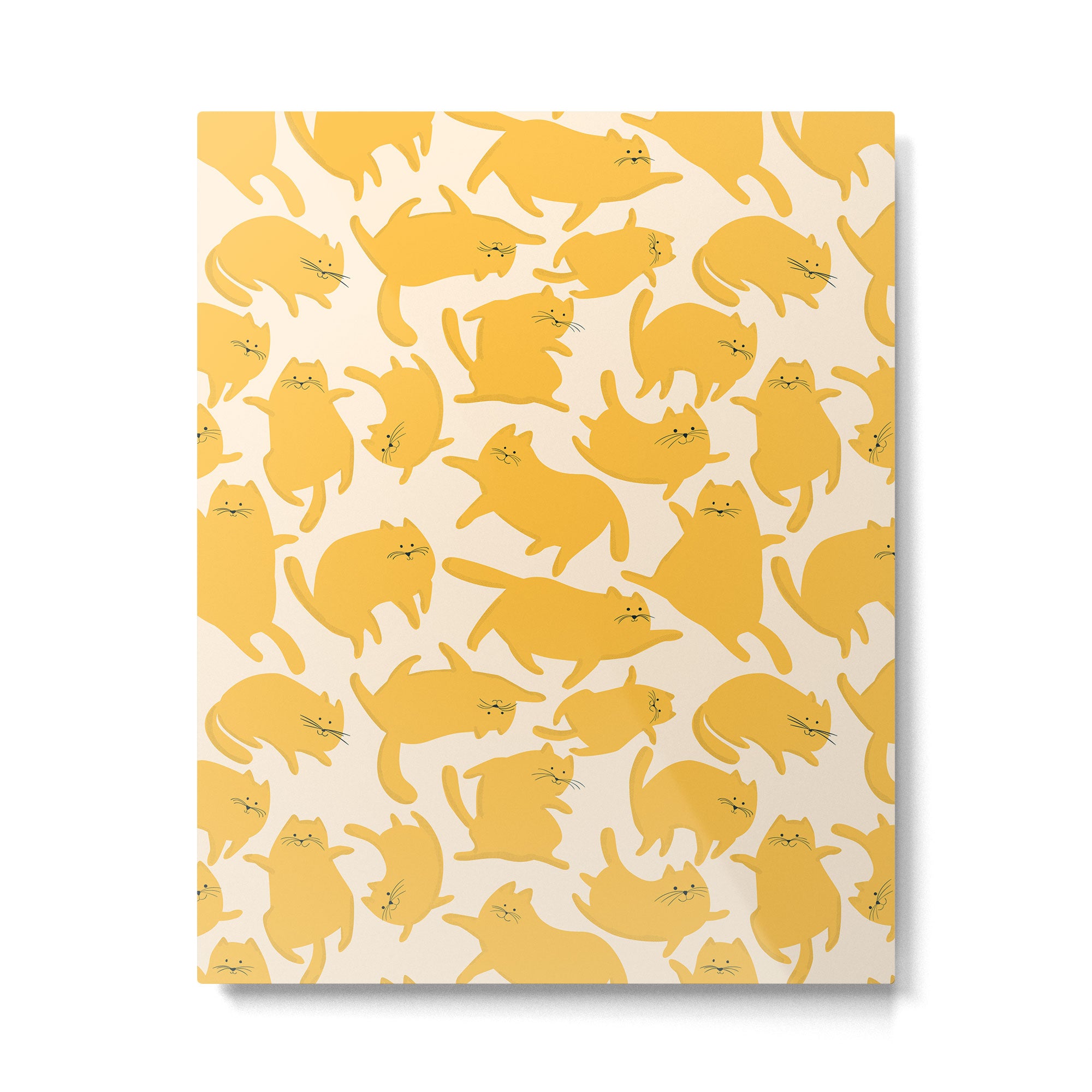 Yellow Silly Cats Pattern Metal Print Gallery Image 6