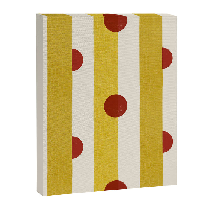 Yellow Stripes and Red Dots Pattern with Texture Canvas Print Gallery Image 1