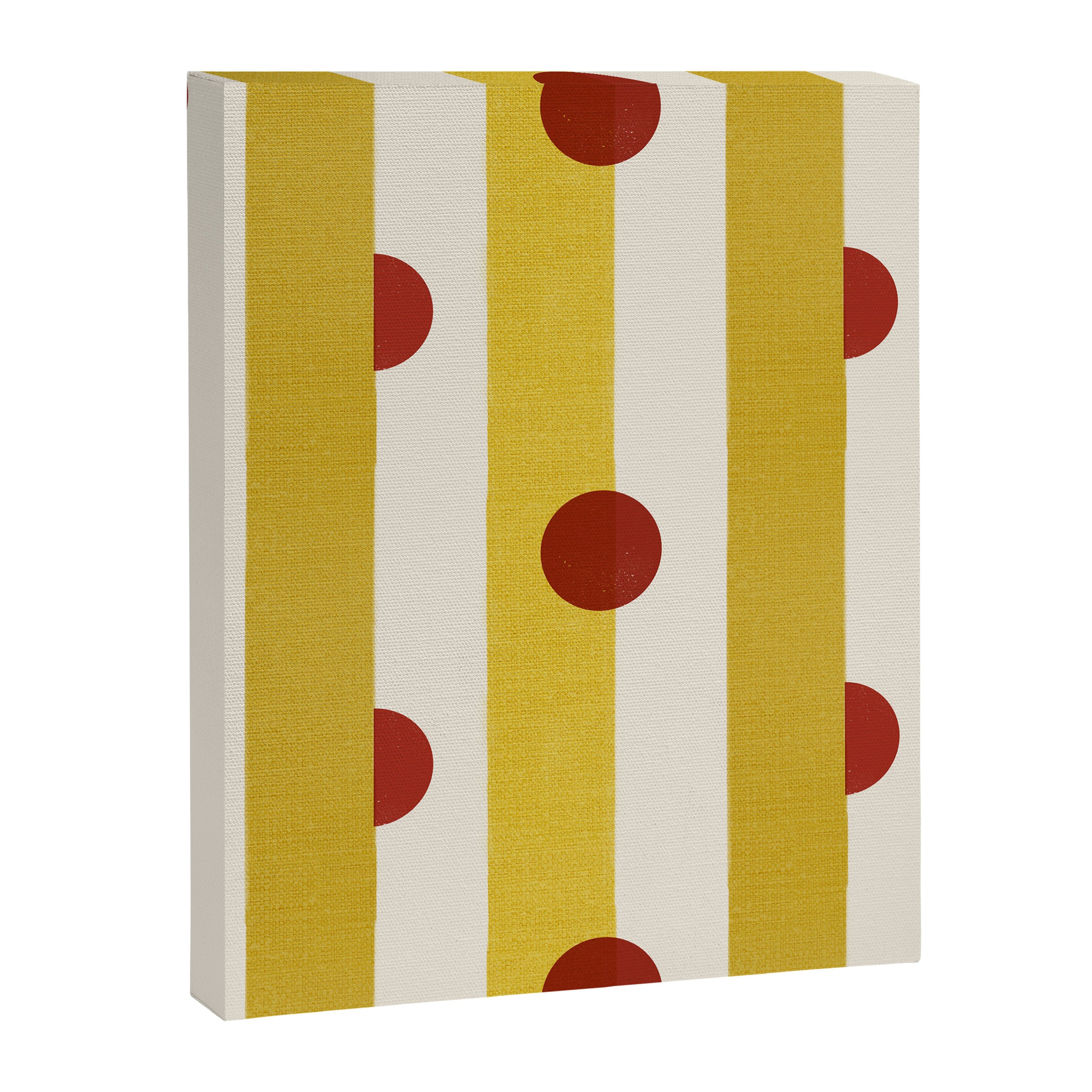 Yellow Stripes and Red Dots Pattern with Texture Canvas Print Gallery Image 8
