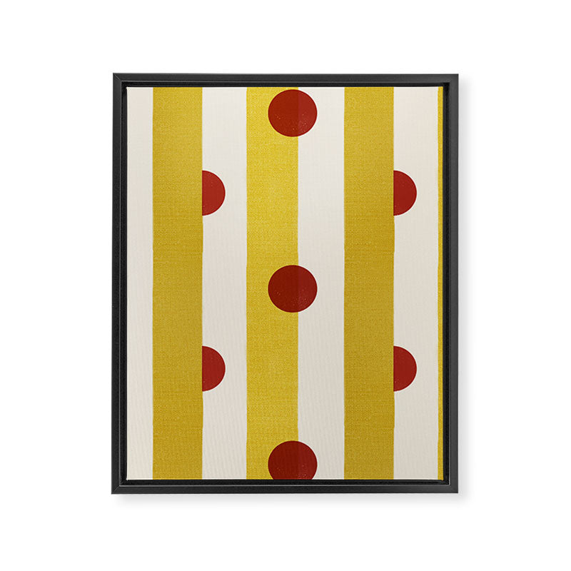 Yellow Stripes and Red Dots Pattern with Texture Framed Canvas Print Gallery Image 8