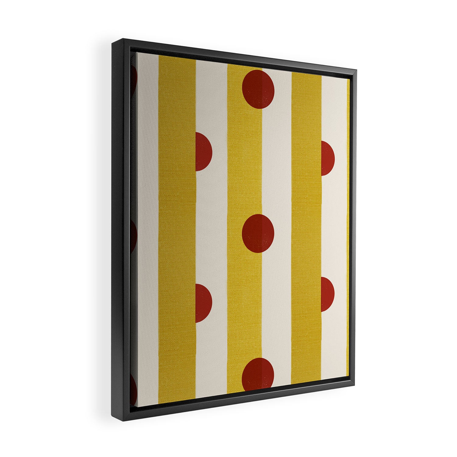 Yellow Stripes and Red Dots Pattern with Texture Framed Canvas Print Gallery Image 2