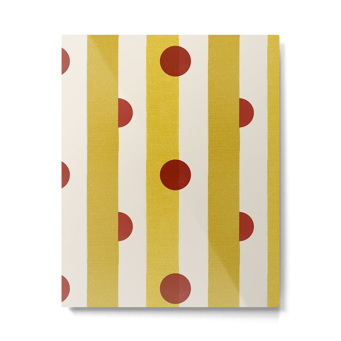 Yellow Stripes and Red Dots Pattern with Texture Metal Print Gallery Image 1
