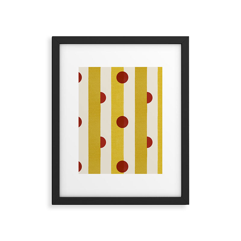 Yellow Stripes and Red Dots Pattern with Texture Framed Art Print Gallery Image 6