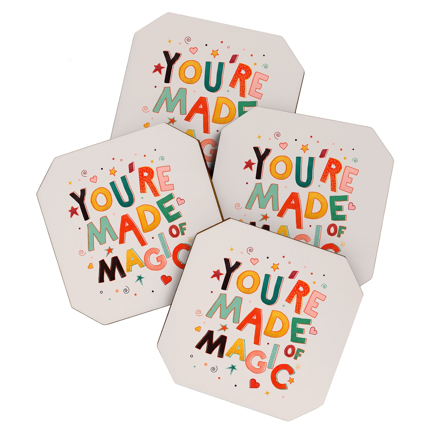 You Are Made Of Magic - colorful letters Coaster Gallery Image 1