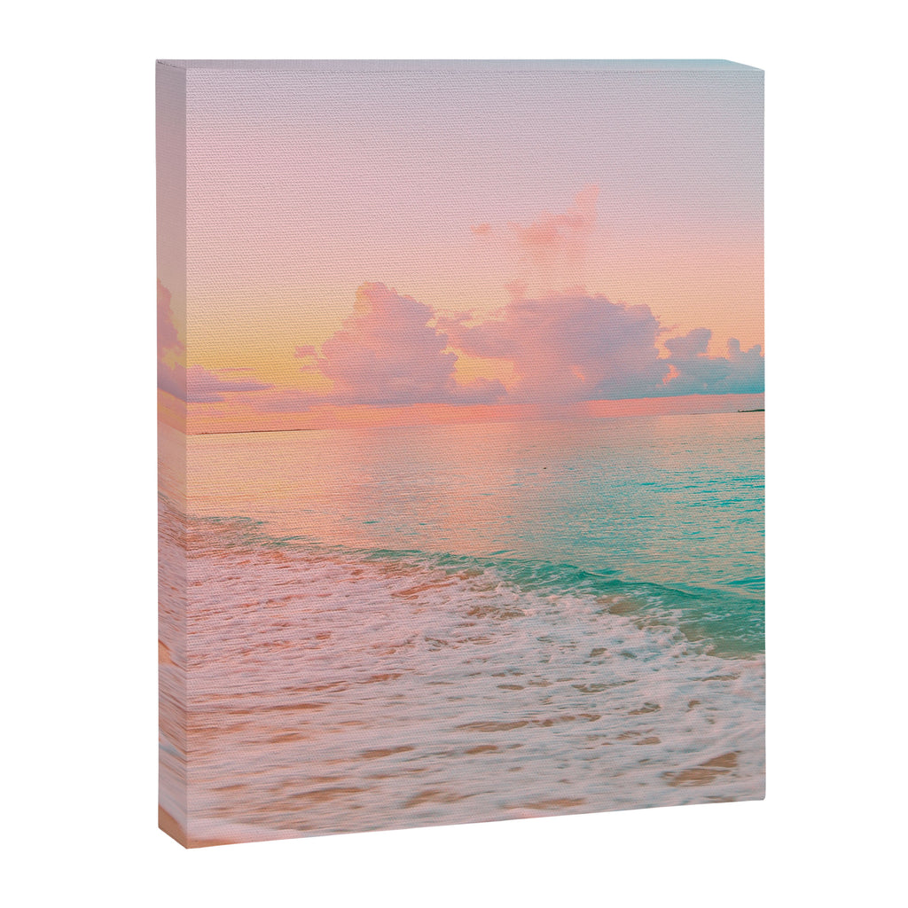 Beautiful: Aqua, Turquoise, Pink, Sunset Relaxing, Peaceful, Coastal Seashore Canvas Print Gallery Image 8
