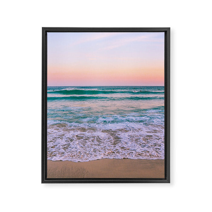 Ocean and Sunset Needed Framed Canvas Print Gallery Image 1
