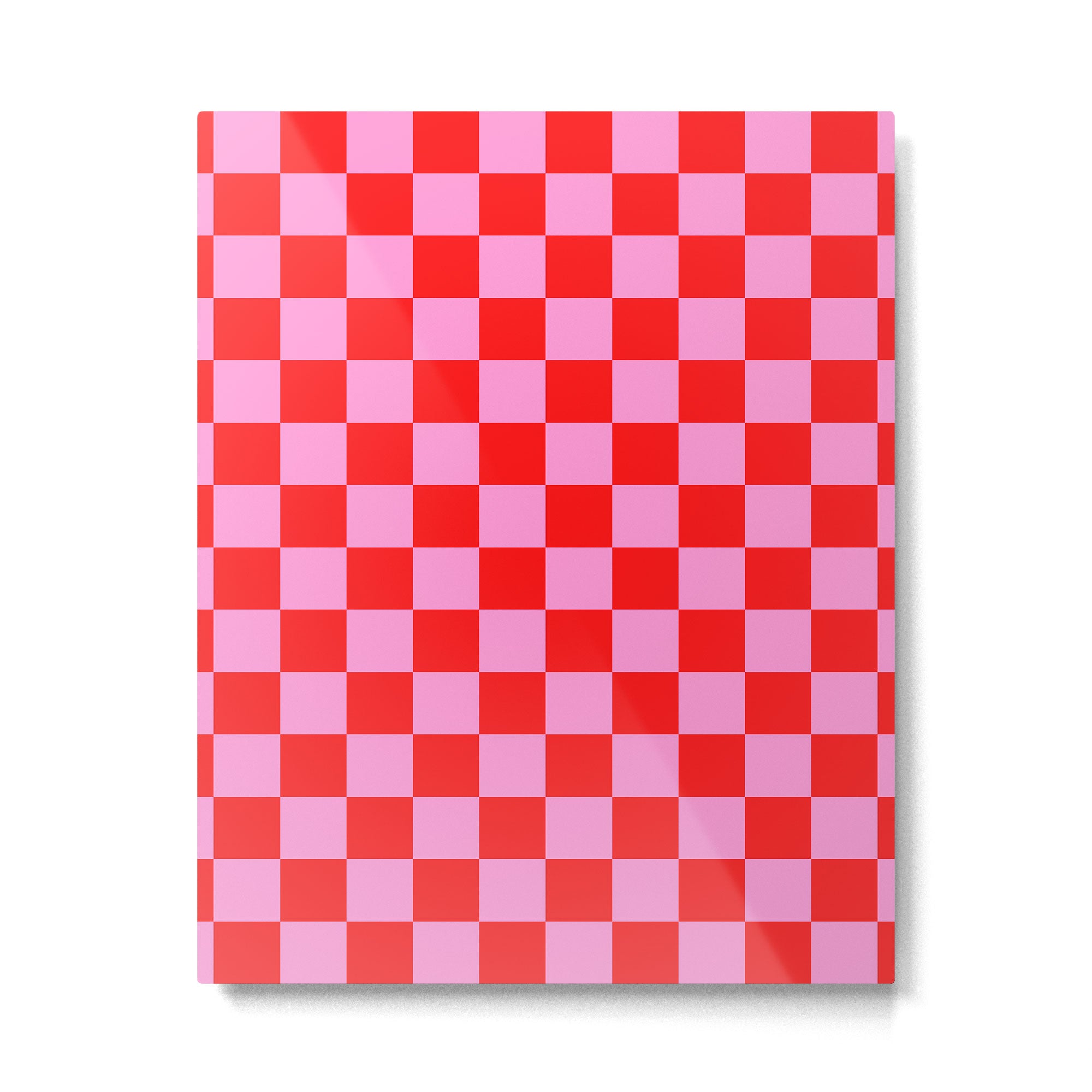Pink Checkered And Red Bright Modern Shape Geometric Pattern Metal Print Gallery Image 6