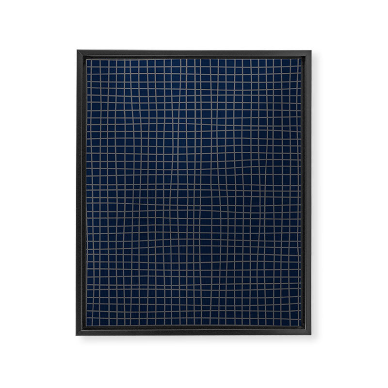 Navy Blue Grid  Framed Canvas Print Gallery Image 8