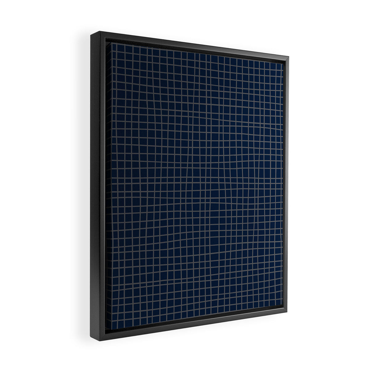 Navy Blue Grid  Framed Canvas Print Gallery Image 2