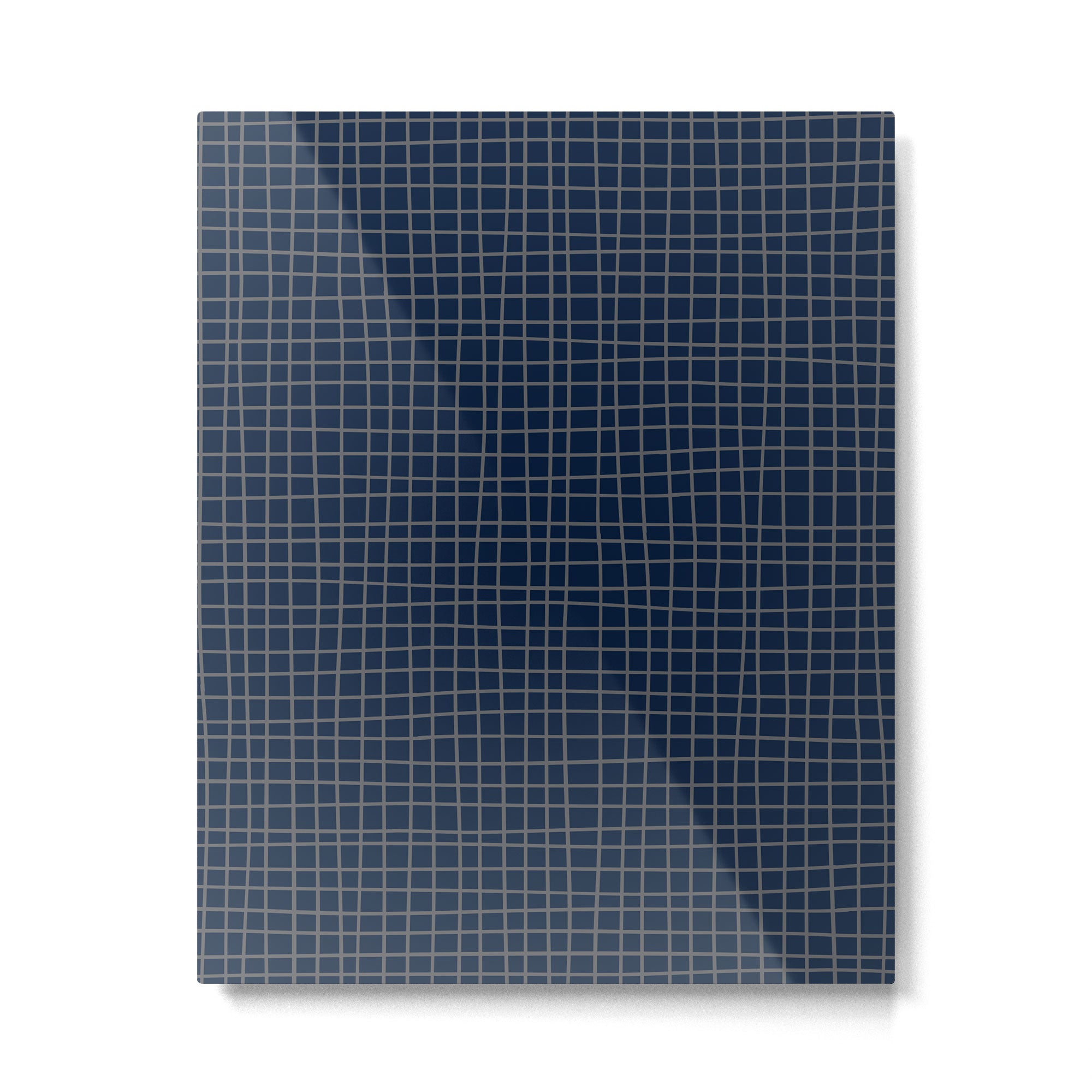 Navy Blue Grid  Metal Print Gallery Image 6