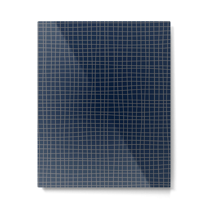 Navy Blue Grid  Metal Print Gallery Image 1