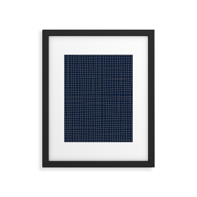 Navy Blue Grid  Framed Art Print Gallery Image 6