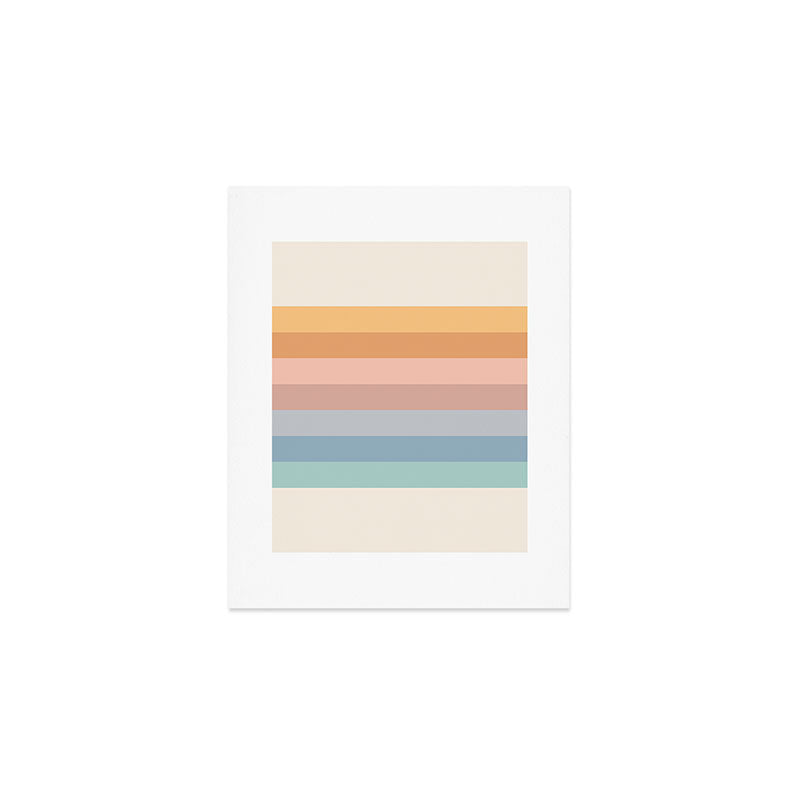 Pastel Retro Rainbow Stripes  Art Print Gallery Image 1