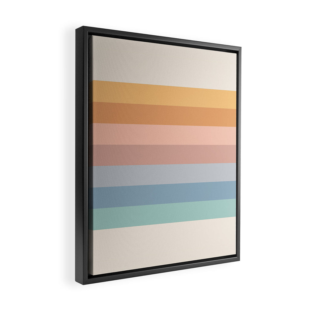 Pastel Retro Rainbow Stripes  Framed Canvas Print Gallery Image 2
