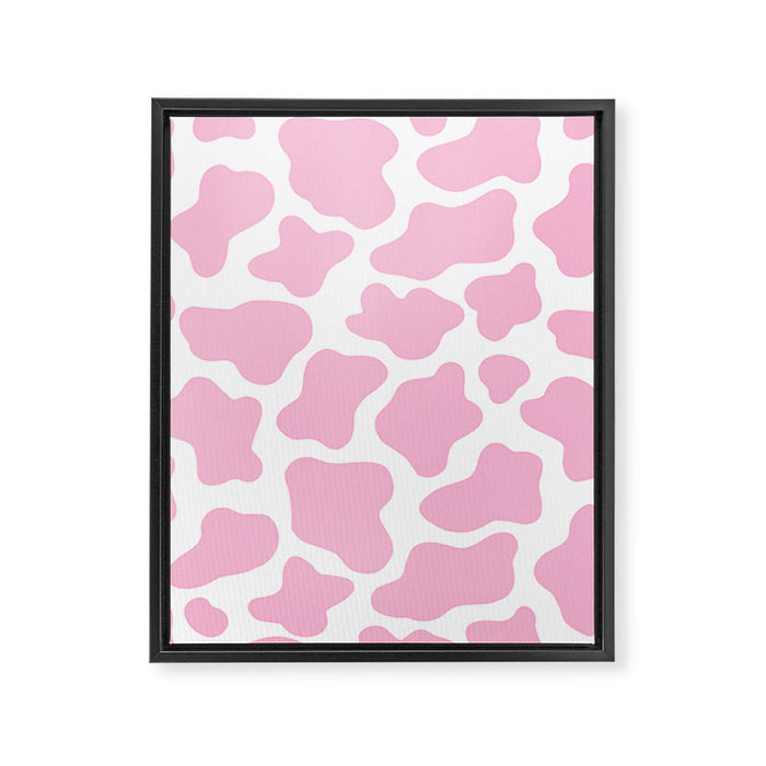 Pink Cow Print Framed Canvas Print Gallery Image 1