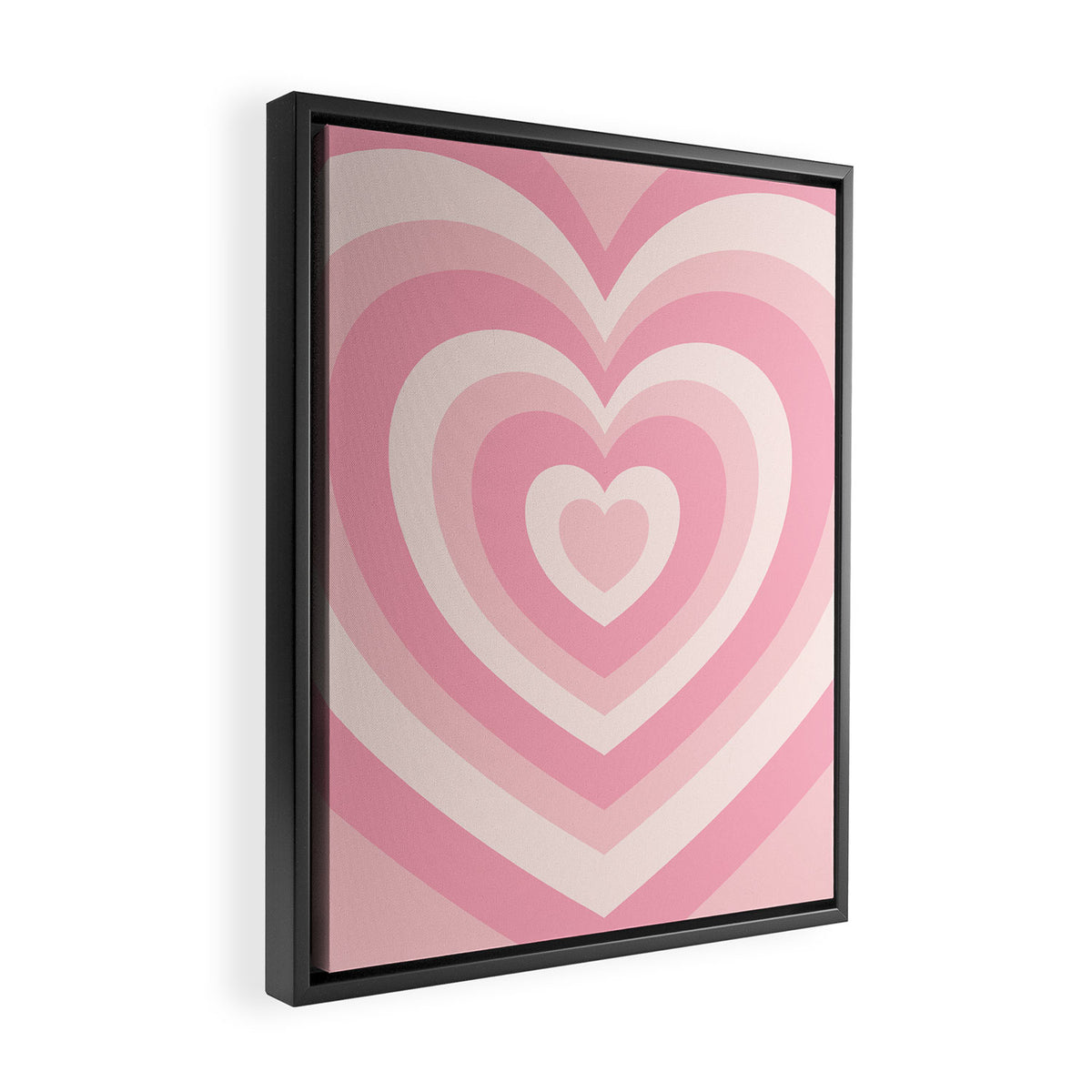 Pink Love Hearts  Framed Canvas Print Gallery Image 2