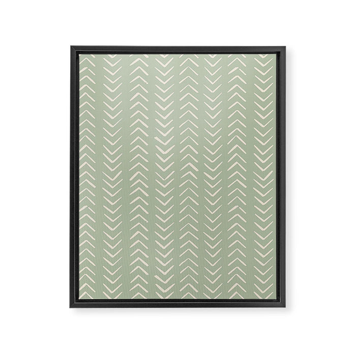 Sage Green Arrow Mudcloth  Framed Canvas Print Gallery Image 1