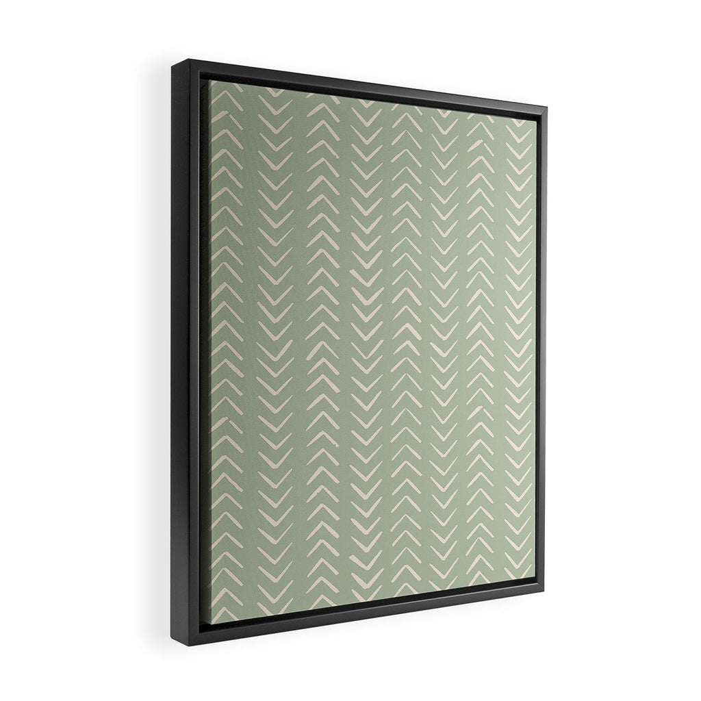 Sage Green Arrow Mudcloth  Framed Canvas Print Gallery Image 2