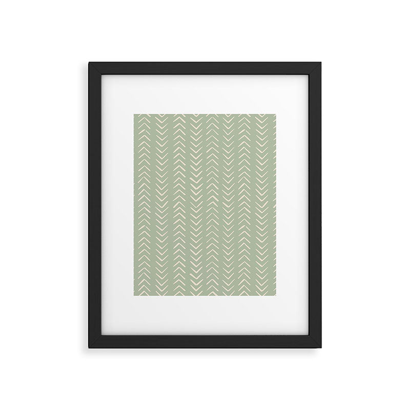 Sage Green Arrow Mudcloth  Framed Art Print Gallery Image 6
