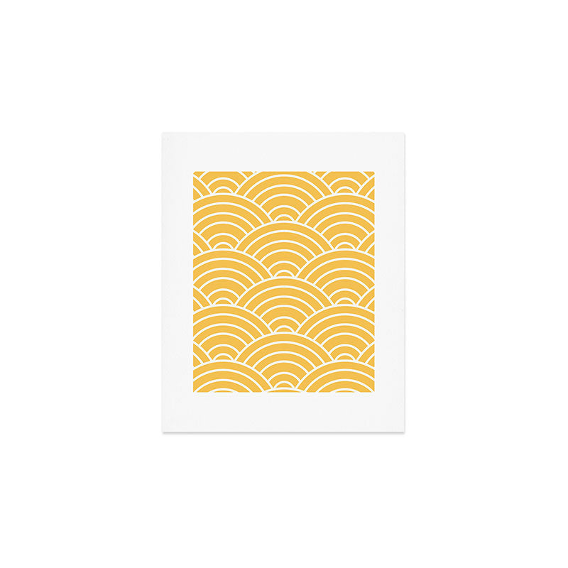 Yellow Japanese Seigaiha Wave Art Print Gallery Image 1