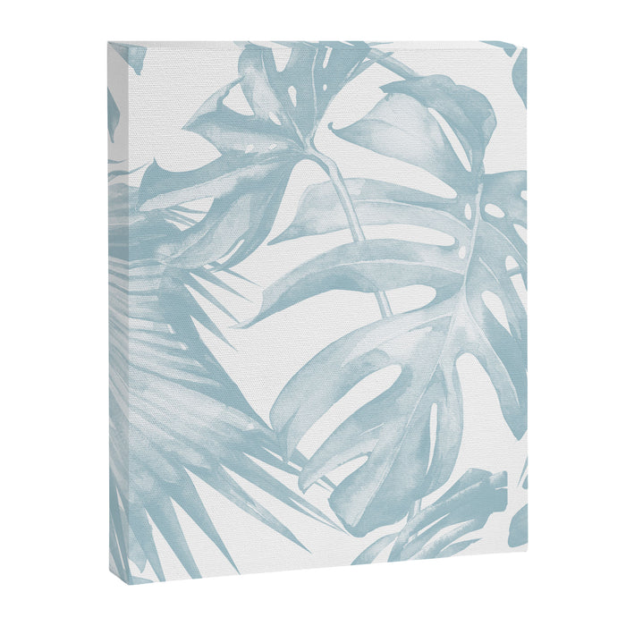 Blue Tropical Palm Leaves Print Canvas Print Gallery Image 1