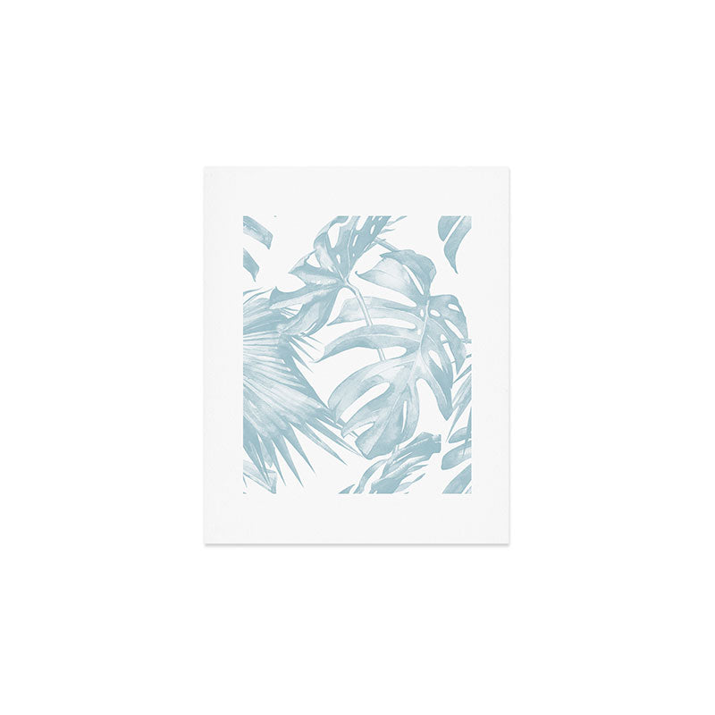 Blue Tropical Palm Leaves Print Art Print Gallery Image 1