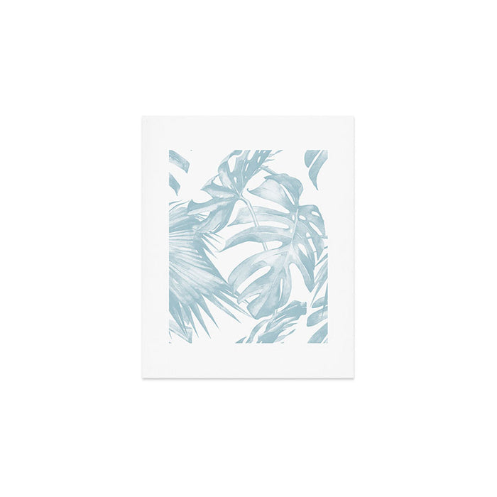 Blue Tropical Palm Leaves Print Art Print Gallery Image 1