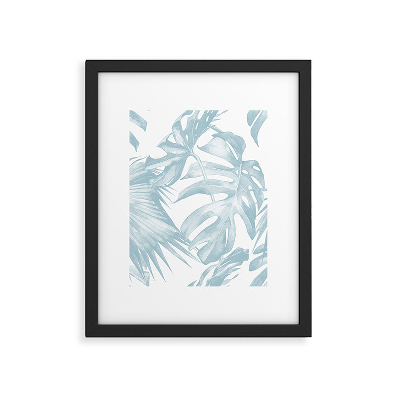 Blue Tropical Palm Leaves Print Framed Art Print Gallery Image 6