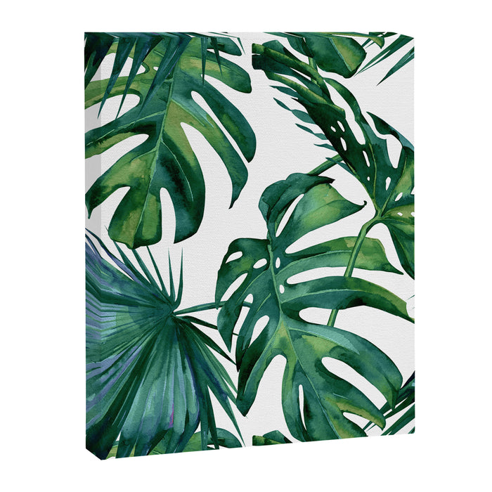 Classic Palm Leaves Tropical Jungle Green Canvas Print Gallery Image 1