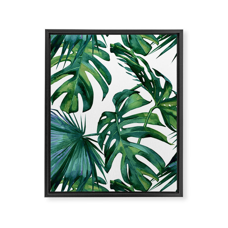 Classic Palm Leaves Tropical Jungle Green Framed Canvas Print Gallery Image 8