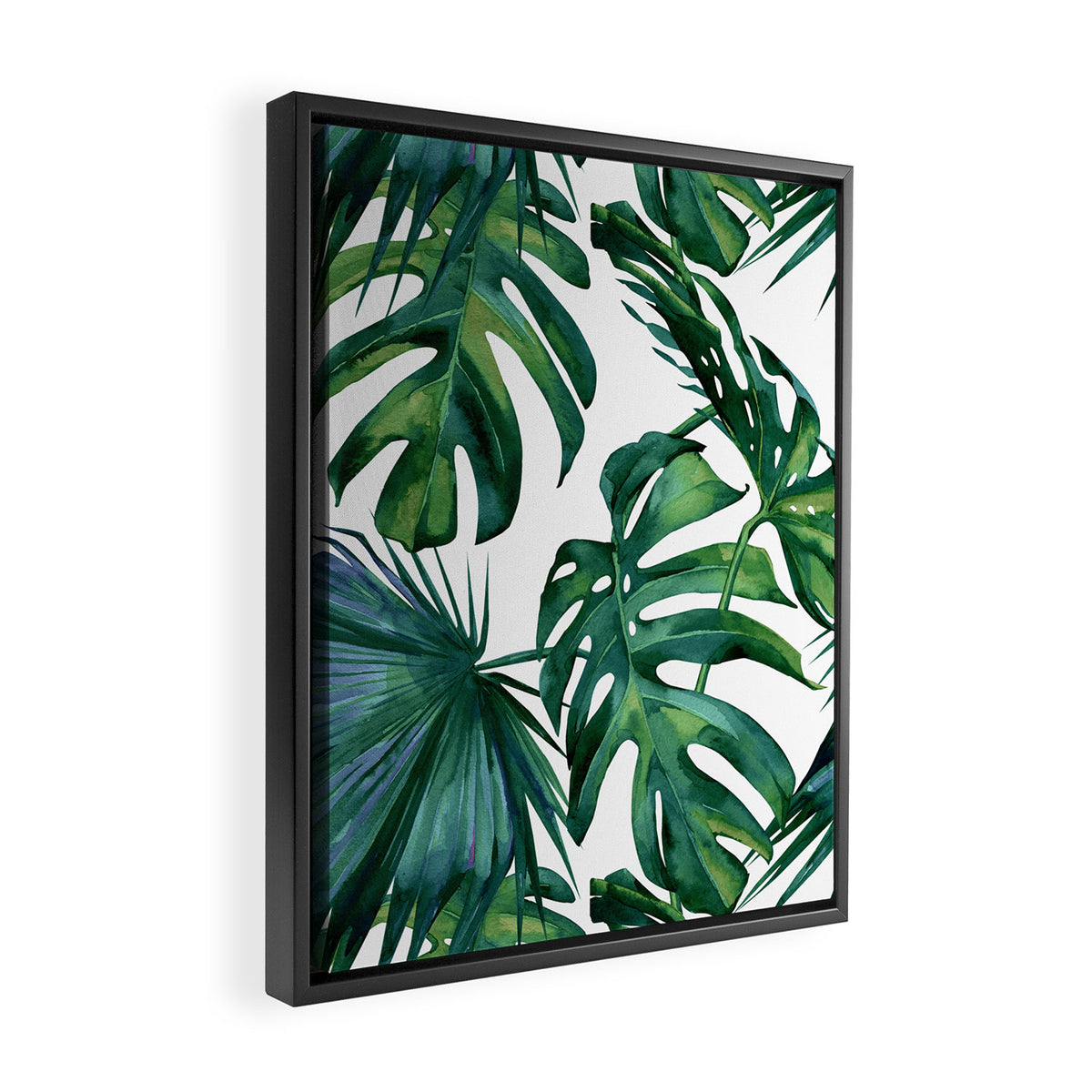 Classic Palm Leaves Tropical Jungle Green Framed Canvas Print Gallery Image 2