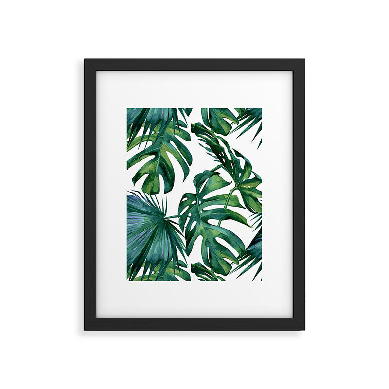 Classic Palm Leaves Tropical Jungle Green Framed Art Print Gallery Image 6
