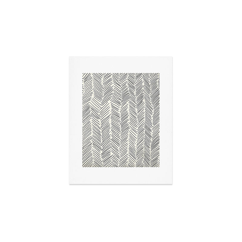 Herringbone Black on Cream Art Print Gallery Image 1