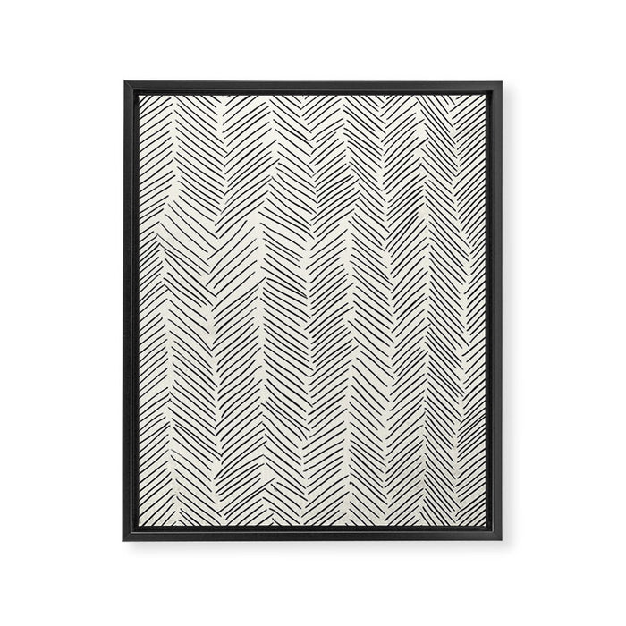 Herringbone Black on Cream Framed Canvas Print Gallery Image 1