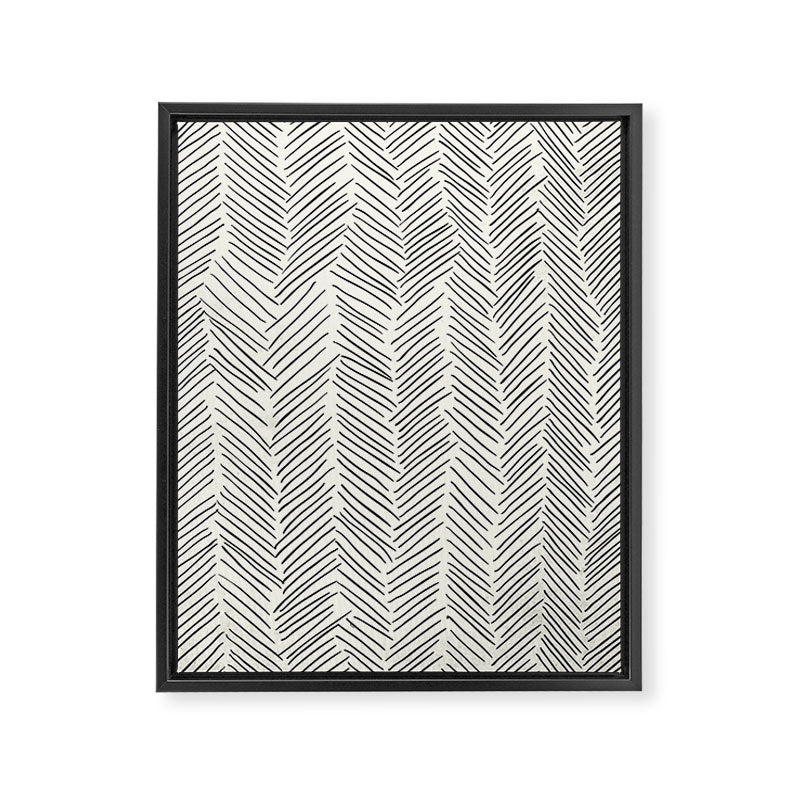 Herringbone Black on Cream Framed Canvas Print Gallery Image 8