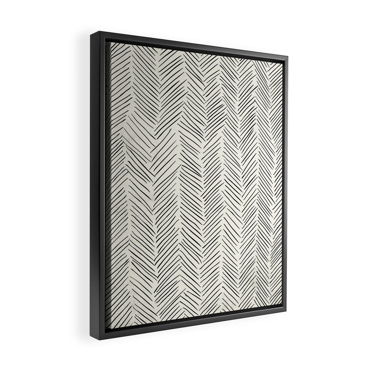 Herringbone Black on Cream Framed Canvas Print Gallery Image 2