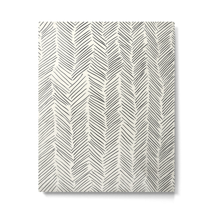 Herringbone Black on Cream Metal Print Gallery Image 1