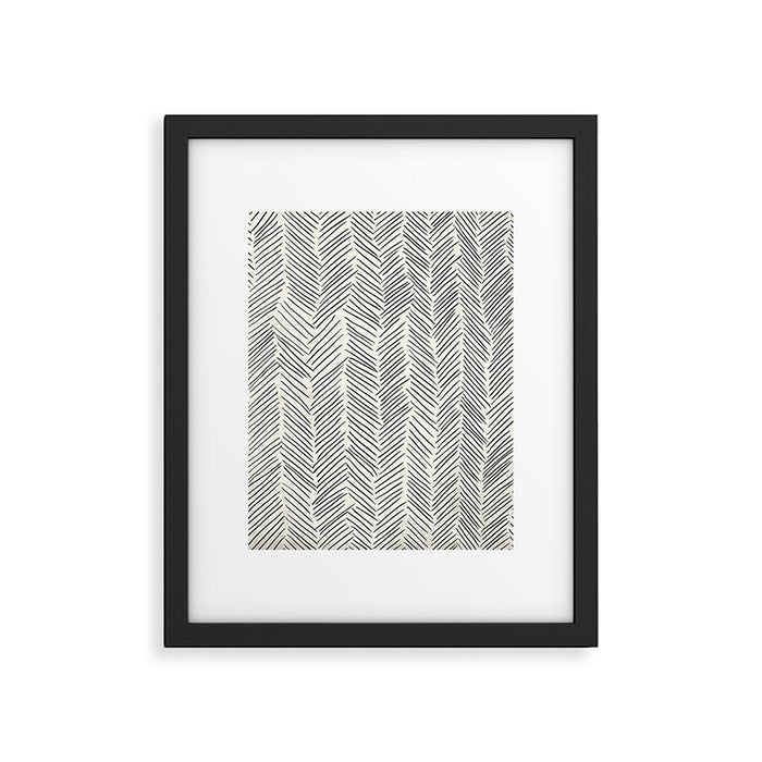 Herringbone Black on Cream Framed Art Print Gallery Image 1