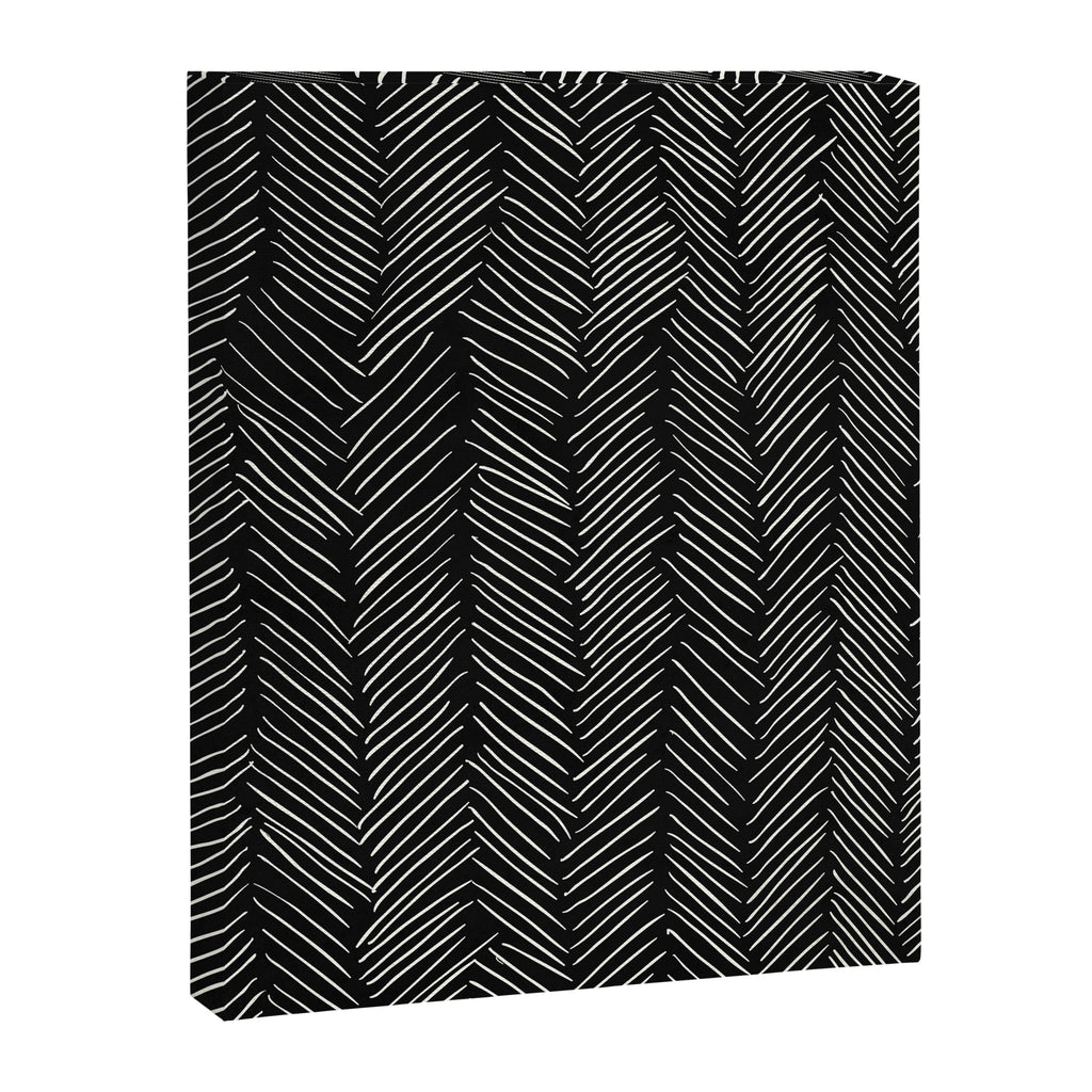 Herringbone Cream on Black Canvas Print Gallery Image 8