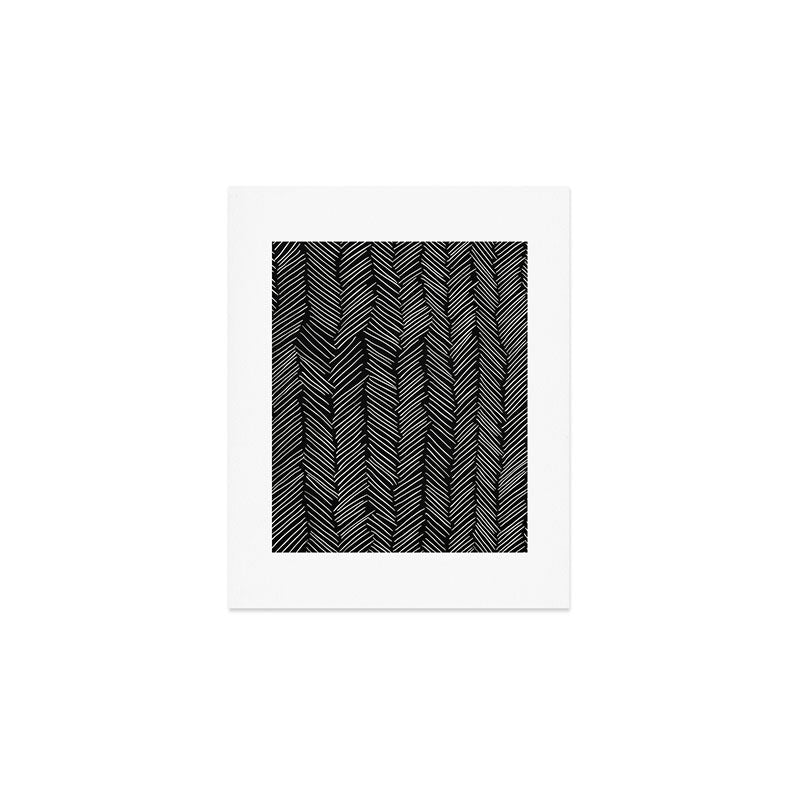 Herringbone Cream on Black Art Print Gallery Image 1