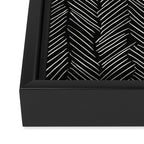 Herringbone Cream on Black Framed Canvas Print Gallery Image 3