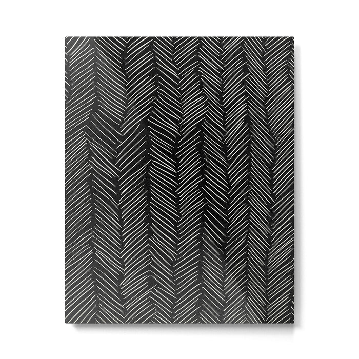 Herringbone Cream on Black Metal Print Gallery Image 1